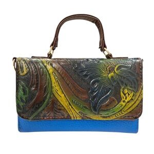 Multicolor Embossed Leather Clutch
